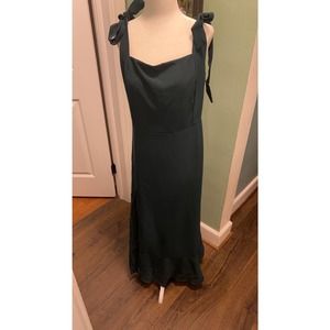 Women's Square Neck Spaghetti Straps Ruffle Split Midi Formal Dress